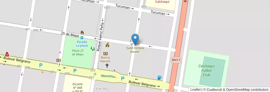 Mapa de ubicacion de E.E.S.O. Nº 233 "Juan Octavio Gauna" en آرژانتین, سانتافه, Departamento Vera, Municipio De Calchaquí.