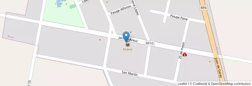 Mapa de ubicacion de E.E.S.O.P.I. Nº 8159 - Instituto de Inglés, E.E.M.P.A. Nº1085 en الأرجنتين, سانتا في, Departamento Las Colonias, Municipio De Elisa.