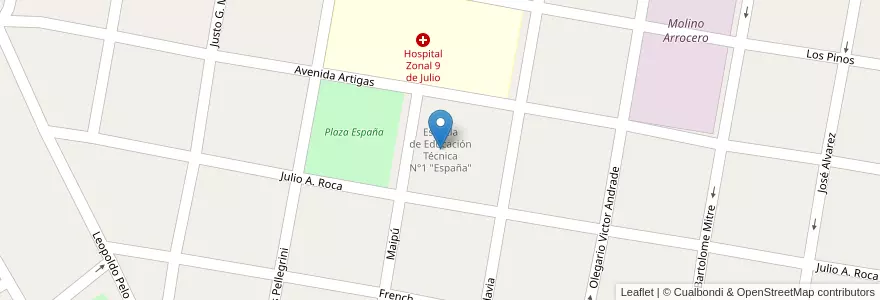 Mapa de ubicacion de EET N°1 "España" en Arjantin, Entre Ríos, Departamento La Paz, Distrito Estacas, La Paz.