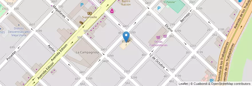 Mapa de ubicacion de EET Nº 1 en アルゼンチン, ブエノスアイレス州, Partido De General Pueyrredón, Mar Del Plata.