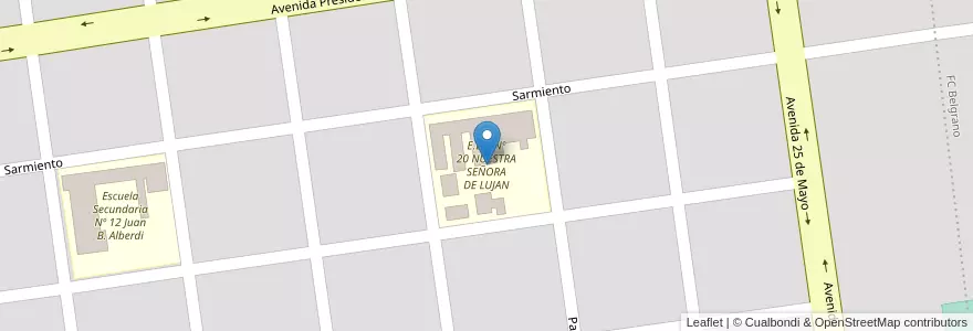 Mapa de ubicacion de E.E.T. Nº 20 NUESTRA SEÑORA DE LUJAN en Argentinien, Chaco, Departamento Maipú, Municipio De Tres Isletas, Tres Isletas.