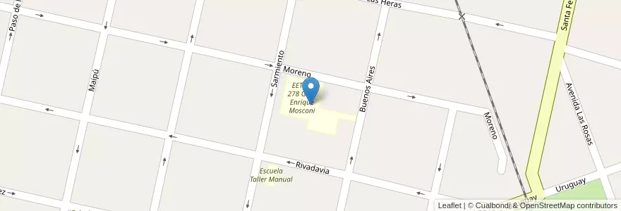 Mapa de ubicacion de EET Nº 278 Gral. Enrique Mosconi en Argentinien, Santa Fe, Departamento Belgrano, Municipio De Las Rosas.