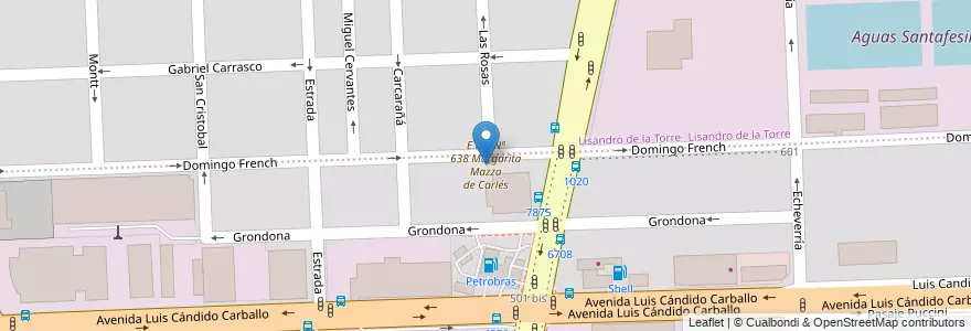 Mapa de ubicacion de E.E.T. Nº 638 Margarita Mazza de Carlés en 阿根廷, Santa Fe, Departamento Rosario, Municipio De Rosario, 罗萨里奥.