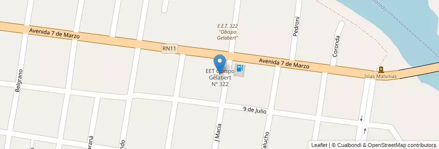 Mapa de ubicacion de EET Obispo Gelabert Nº 322 en الأرجنتين, سانتا في, إدارة العاصمة, Santo Tomé.