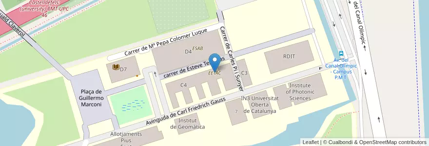 Mapa de ubicacion de EETAC en España, Catalunya, Barcelona, Baix Llobregat, Castelldefels.