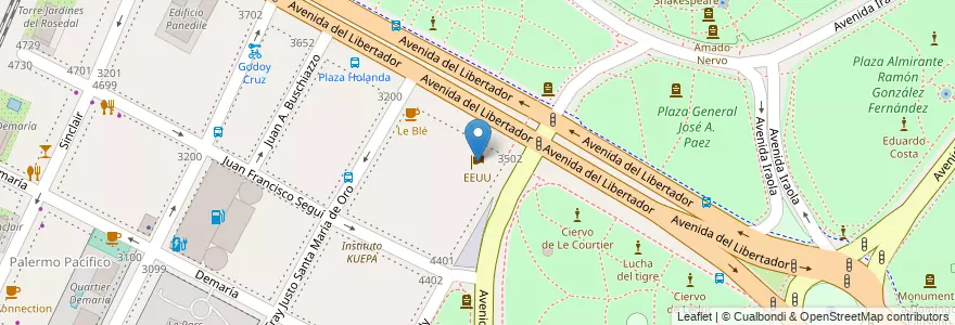 Mapa de ubicacion de Botschaft der USA en Argentinien, Ciudad Autónoma De Buenos Aires, Buenos Aires, Comuna 14.