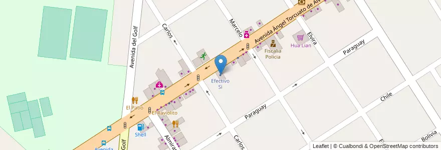 Mapa de ubicacion de Efectivo Sí en Arjantin, Buenos Aires, Don Torcuato.