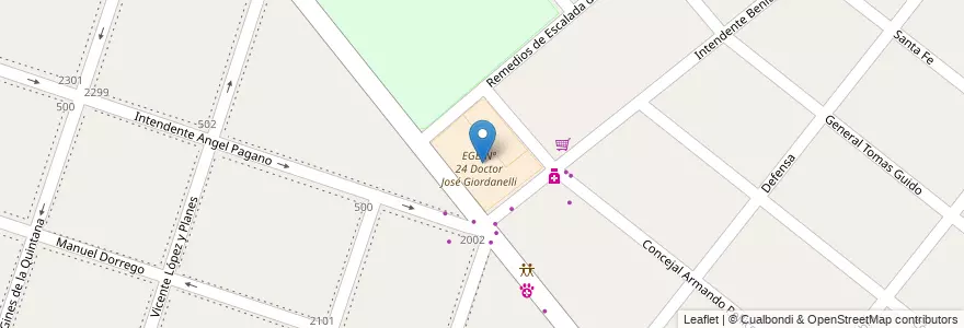 Mapa de ubicacion de EGB Nº 24 Doctor José Giordanelli en Arjantin, Buenos Aires, Partido De Moreno, Moreno.