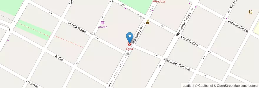 Mapa de ubicacion de Egea en Arjantin, Şili, Mendoza, Departamento Rivadavia, Distrito Ciudad De Rivadavia.