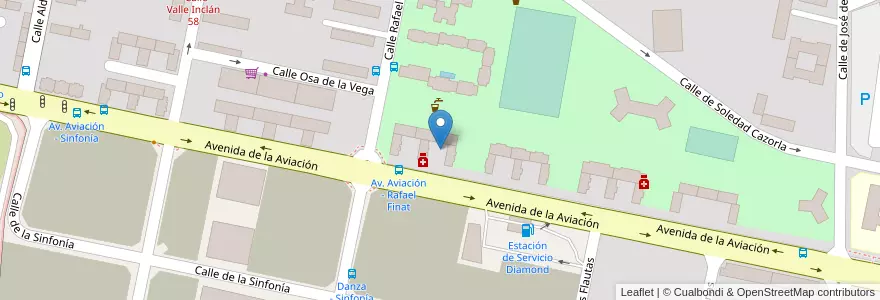 Mapa de ubicacion de E.I. Albéniz en スペイン, マドリード州, Comunidad De Madrid, Área Metropolitana De Madrid Y Corredor Del Henares, Madrid.