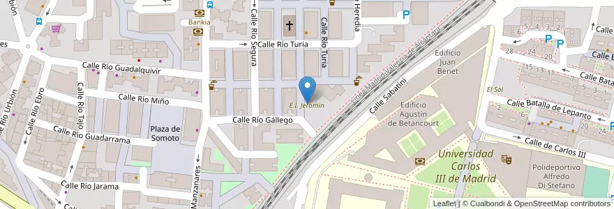 Mapa de ubicacion de E.I. Jeromín en España, Comunidad De Madrid, Comunidad De Madrid, Área Metropolitana De Madrid Y Corredor Del Henares, Leganés.