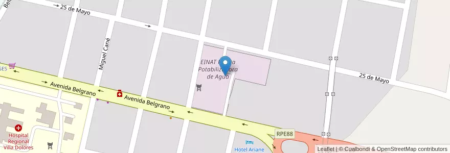 Mapa de ubicacion de EINAT Planta Potabilizadora de Agua en الأرجنتين, Córdoba, Departamento San Javier, Pedanía Dolores, Municipio De Villa Dolores, Villa Dolores.