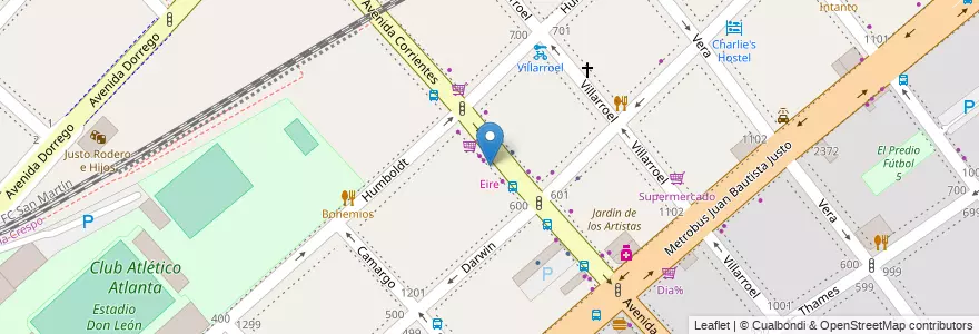 Mapa de ubicacion de Eire, Villa Crespo en アルゼンチン, Ciudad Autónoma De Buenos Aires, ブエノスアイレス, Comuna 15.