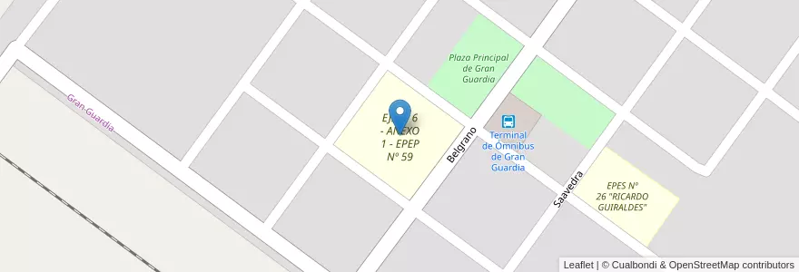 Mapa de ubicacion de EJI Nº 6 - ANEXO 1 - EPEP Nº 59 en アルゼンチン, フォルモサ州, Departamento Formosa, Municipio De Gran Guardia, Gran Guardia.