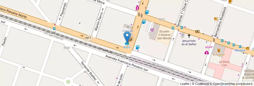 Mapa de ubicacion de El 19 en Argentina, Buenos Aires, Partido De Moreno, Moreno.