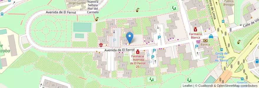 Mapa de ubicacion de El 22 en Испания, Мадрид, Мадрид, Área Metropolitana De Madrid Y Corredor Del Henares, Мадрид.