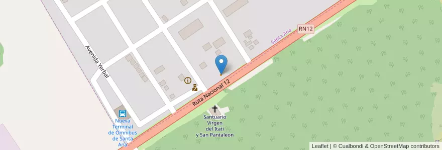Mapa de ubicacion de El Abuelo Pancho en アルゼンチン, ミシオネス州, Departamento Candelaria, Municipio De Santa Ana, Santa Ana.