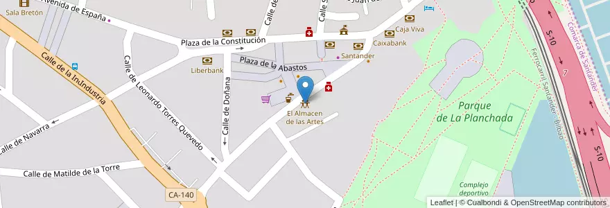 Mapa de ubicacion de El Almacen de las Artes en スペイン, カンタブリア州, カンタブリア州, Santander, El Astillero.