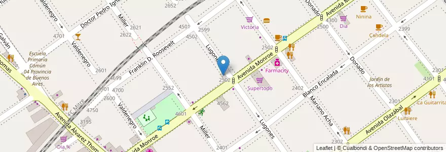 Mapa de ubicacion de El Arriero, Villa Urquiza en Argentinië, Ciudad Autónoma De Buenos Aires, Comuna 12, Buenos Aires.