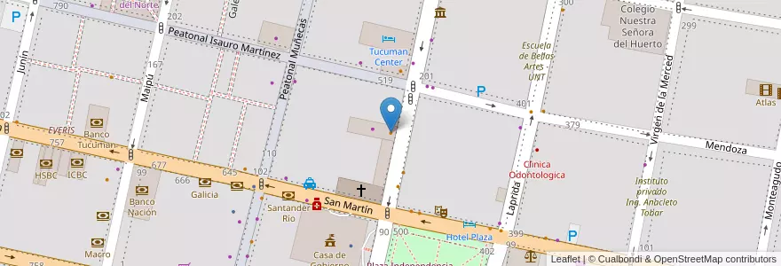 Mapa de ubicacion de El Ateneo en Arjantin, Tucumán, San Miguel De Tucumán, Departamento Capital, San Miguel De Tucumán.