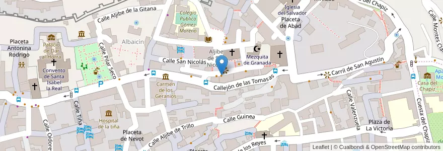 Mapa de ubicacion de El Balcón de San Nicolás en Espanha, Andaluzia, Granada, Comarca De La Vega De Granada, Granada.