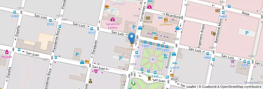 Mapa de ubicacion de El Bar en Argentina, Santa Fe, Departamento Rosario, Municipio De Rosario, Rosário.