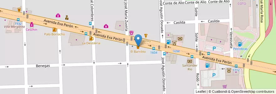 Mapa de ubicacion de El Barrilito en アルゼンチン, サンタフェ州, Departamento Rosario, Municipio De Rosario, ロサリオ.