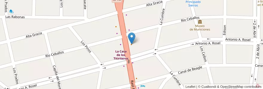 Mapa de ubicacion de El Bodegon en 阿根廷, Córdoba, Departamento San Alberto, Pedanía Tránsito, Mina Clavero, Municipio De Mina Clavero.