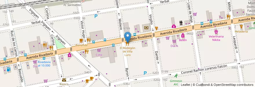 Mapa de ubicacion de El Bodegón de Villa Luro, Villa Luro en Argentina, Autonomous City Of Buenos Aires, Comuna 9, Autonomous City Of Buenos Aires, Comuna 10.