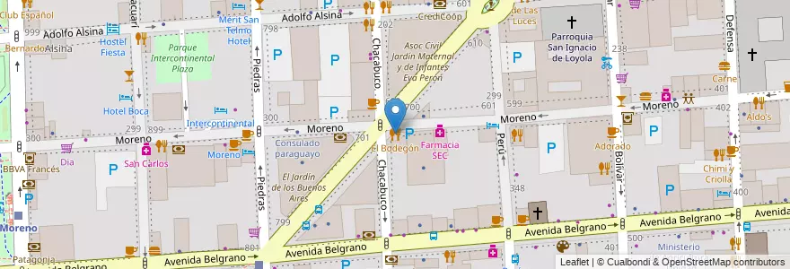 Mapa de ubicacion de El Bodegón, Montserrat en アルゼンチン, Ciudad Autónoma De Buenos Aires, Comuna 1, ブエノスアイレス.