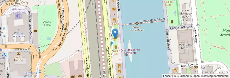 Mapa de ubicacion de El Boleo - Pizza Café, Puerto Madero en آرژانتین, Ciudad Autónoma De Buenos Aires, Comuna 1, Buenos Aires.