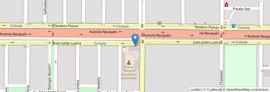 Mapa de ubicacion de El boliche de Alberto en Arjantin, Şili, Neuquén, Departamento Confluencia, Municipio De Neuquén, Neuquén.