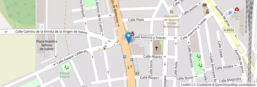 Mapa de ubicacion de El Caballo Blanco en Spagna, Andalucía, Sevilla, Siviglia.
