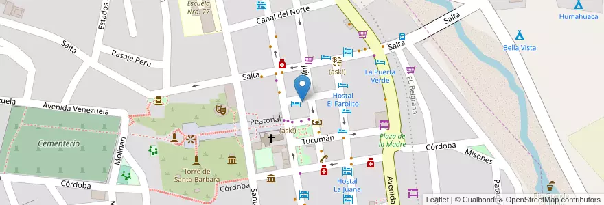 Mapa de ubicacion de El Cabildo en アルゼンチン, フフイ州, Departamento Humahuaca, Municipio De Humahuaca, Humahuaca.