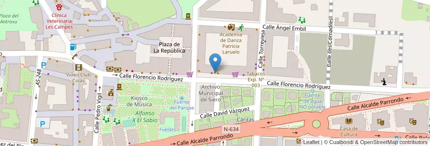 Mapa de ubicacion de El Café de Chus en Spanje, Asturië, Asturië, Siero.