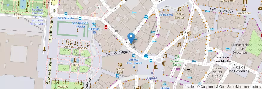 Mapa de ubicacion de El Café de la Ópera en Spagna, Comunidad De Madrid, Comunidad De Madrid, Área Metropolitana De Madrid Y Corredor Del Henares, Madrid.