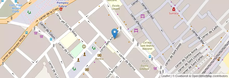 Mapa de ubicacion de El Café dels Arbres en إسبانيا, كتالونيا, برشلونة, بارسلونس, Badalona.