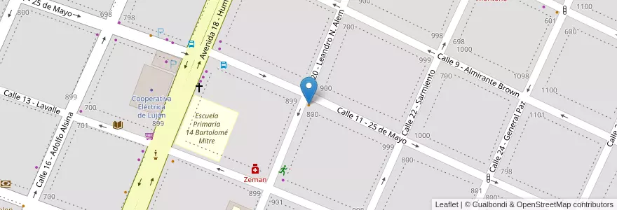 Mapa de ubicacion de El cafecito en Arjantin, Buenos Aires, Partido De Luján.