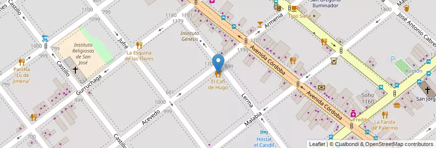 Mapa de ubicacion de El Cafi de Hugo, Villa Crespo en Argentinië, Ciudad Autónoma De Buenos Aires, Buenos Aires, Comuna 15.