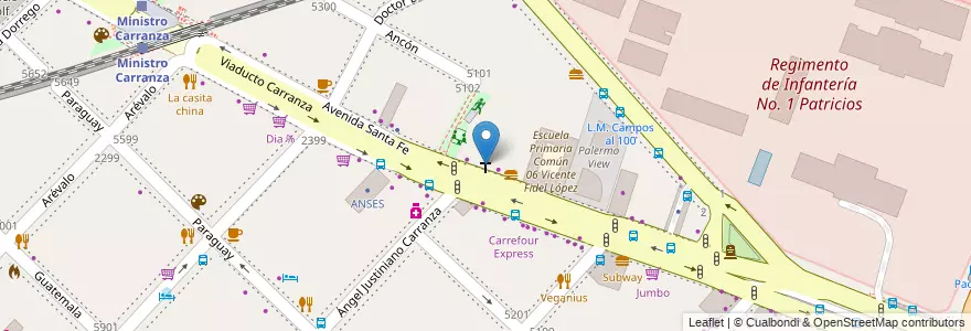 Mapa de ubicacion de El Camino Antiguio, Palermo en آرژانتین, Ciudad Autónoma De Buenos Aires, Buenos Aires, Comuna 14.