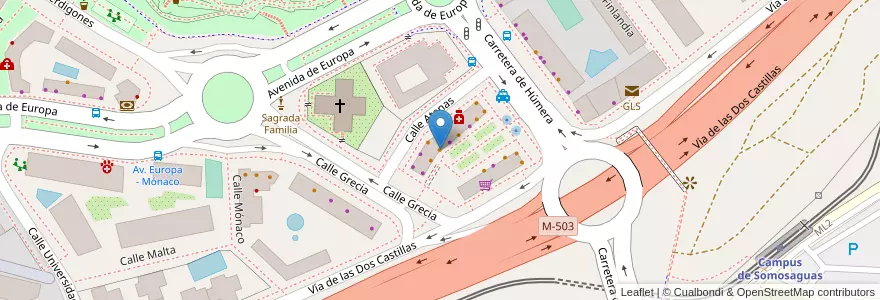 Mapa de ubicacion de El Capricho de Galicia en إسبانيا, منطقة مدريد, منطقة مدريد, Área Metropolitana De Madrid Y Corredor Del Henares, Pozuelo De Alarcón.