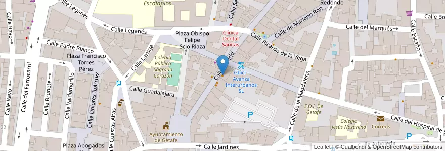 Mapa de ubicacion de El Cardenal en إسبانيا, منطقة مدريد, منطقة مدريد, Área Metropolitana De Madrid Y Corredor Del Henares, Getafe.