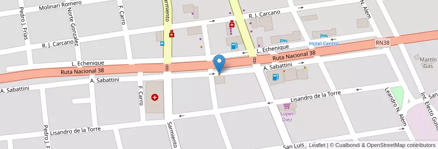 Mapa de ubicacion de El Cardon en Аргентина, Кордова, Departamento Cruz Del Eje, Municipio De Cruz Del Eje, Pedanía Cruz Del Eje, Cruz Del Eje.