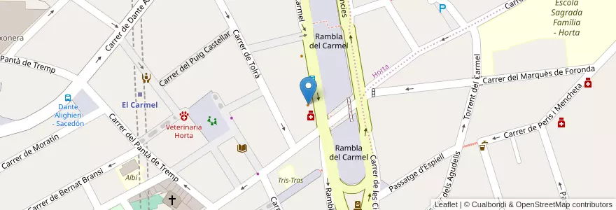Mapa de ubicacion de El Carmel en Spain, Catalonia, Barcelona, Barcelonès, Barcelona.