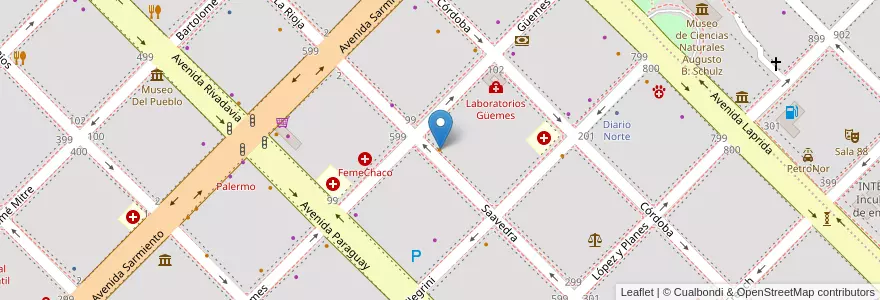 Mapa de ubicacion de El Carpo Bar en Аргентина, Чако, Departamento San Fernando, Ресистенсия, Resistencia.