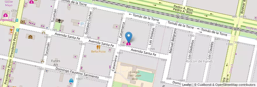 Mapa de ubicacion de El Carretel en 아르헨티나, Santa Fe, Departamento Rosario, Municipio De Funes, Funes.