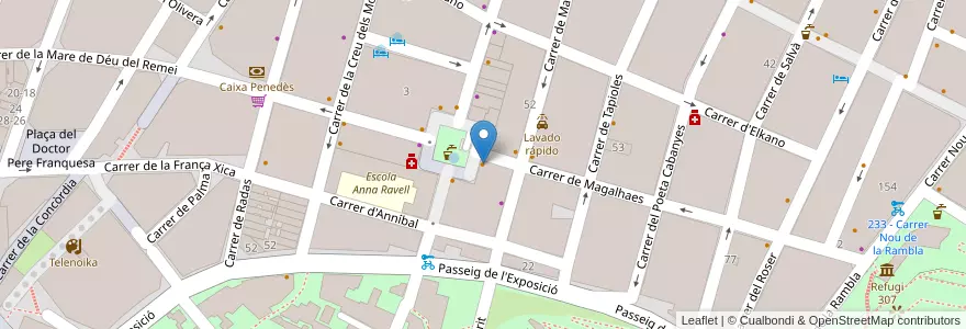 Mapa de ubicacion de El Carro Gros en 스페인, Catalunya, Barcelona, Barcelonès, 바르셀로나.