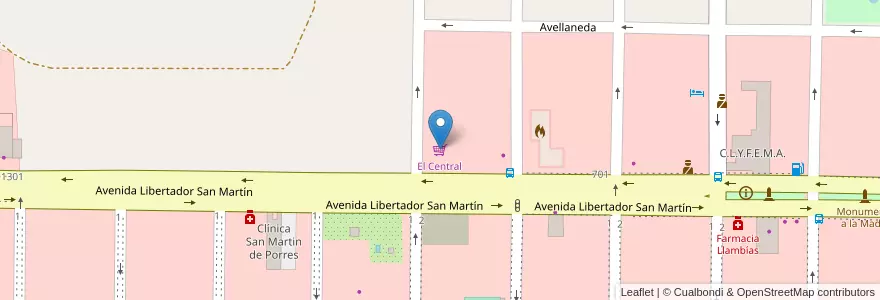Mapa de ubicacion de El Central en 阿根廷, 布宜诺斯艾利斯省, Partido De La Costa, Mar De Ajó.