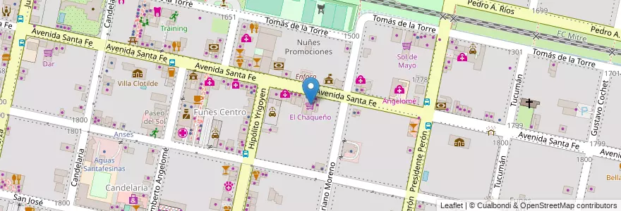 Mapa de ubicacion de El Chaqueño en Arjantin, Santa Fe, Departamento Rosario, Municipio De Funes, Funes.
