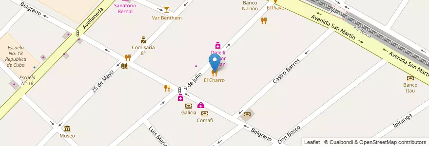 Mapa de ubicacion de El Charro en Arjantin, Buenos Aires, Partido De Quilmes, Bernal.